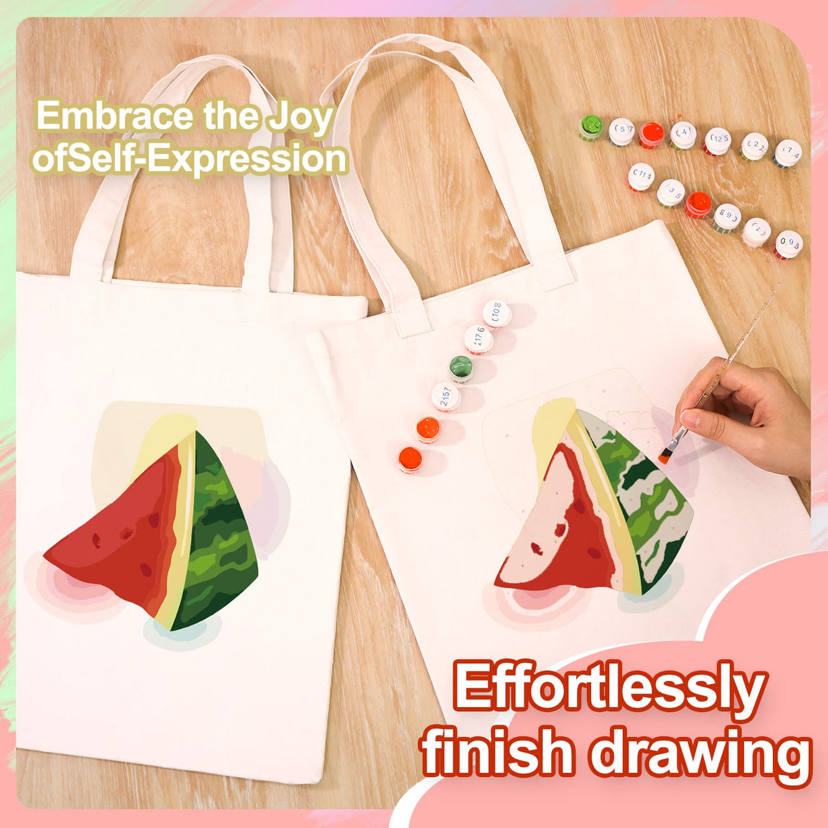 
Paint by Numbers - DIY Totebag | Watermelon Slice