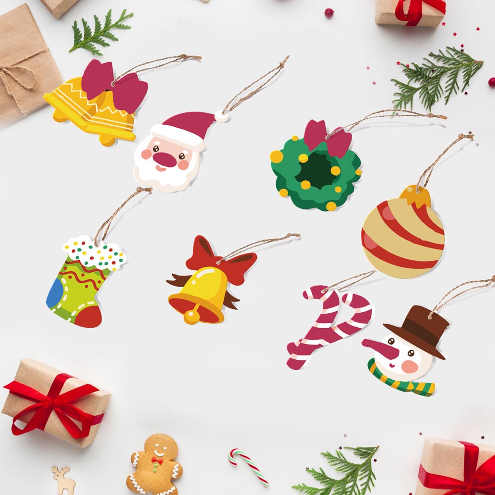 Paint by Numbers – 8 Christmas Ornaments – Festive Bells, Santa & Holiday Cheer Set