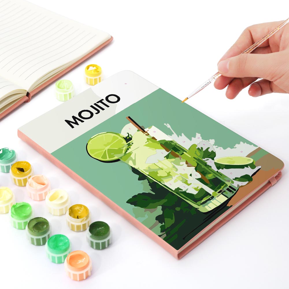 Paint by Numbers Hardcover Journal Notebook - Mojito Cocktail