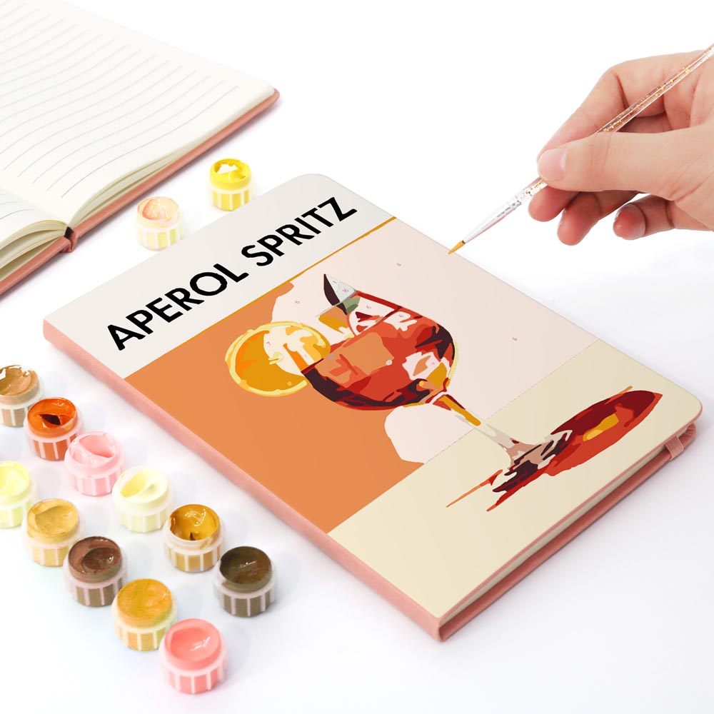 
Paint by Numbers Hardcover Journal Notebook - Aperol Spritz Cocktail