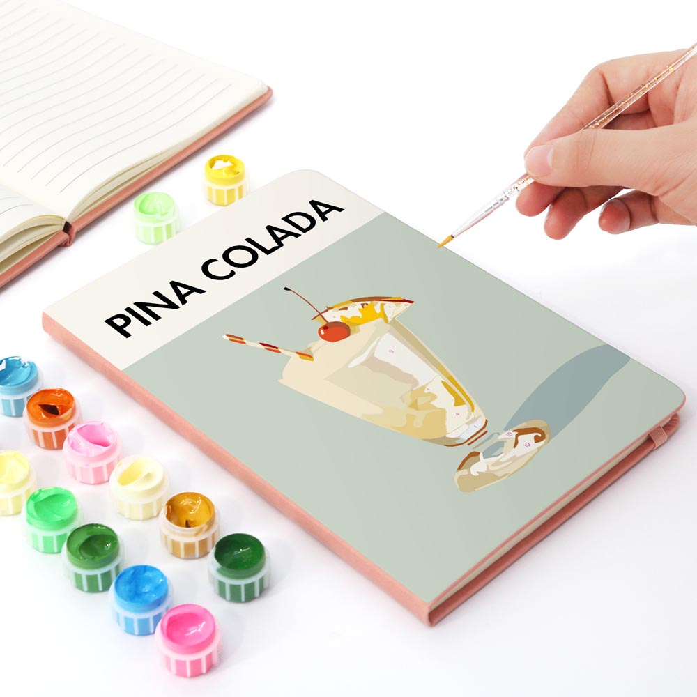 Paint by Numbers Hardcover Journal Notebook - Pina Colada Cocktail