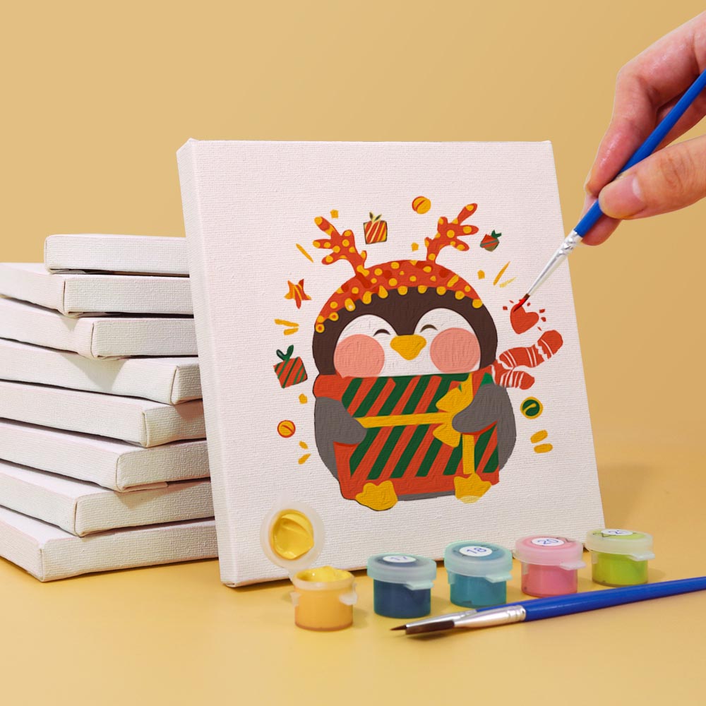 Paint by Numbers – 6 Mini Paintings | Christmas Penguins Set