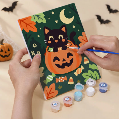 Paint by Numbers – 6 Mini Paintings | Autumn Leaves Halloween Pets Set