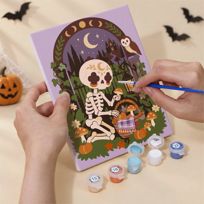 Paint by Numbers – 6 Mini Paintings | Boho Skeleton Witchcraft Set