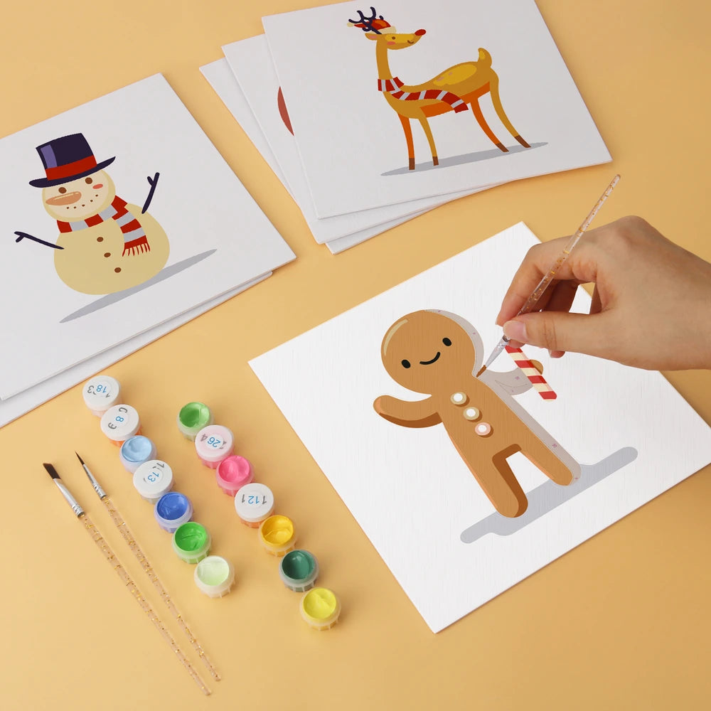 
Paint by Numbers – 6 Mini Paintings | Christmas Toy Figures (Square)