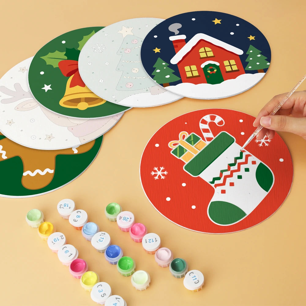 
Paint by Numbers – 6 Mini Paintings | Classic Christmas Rounds (Round)