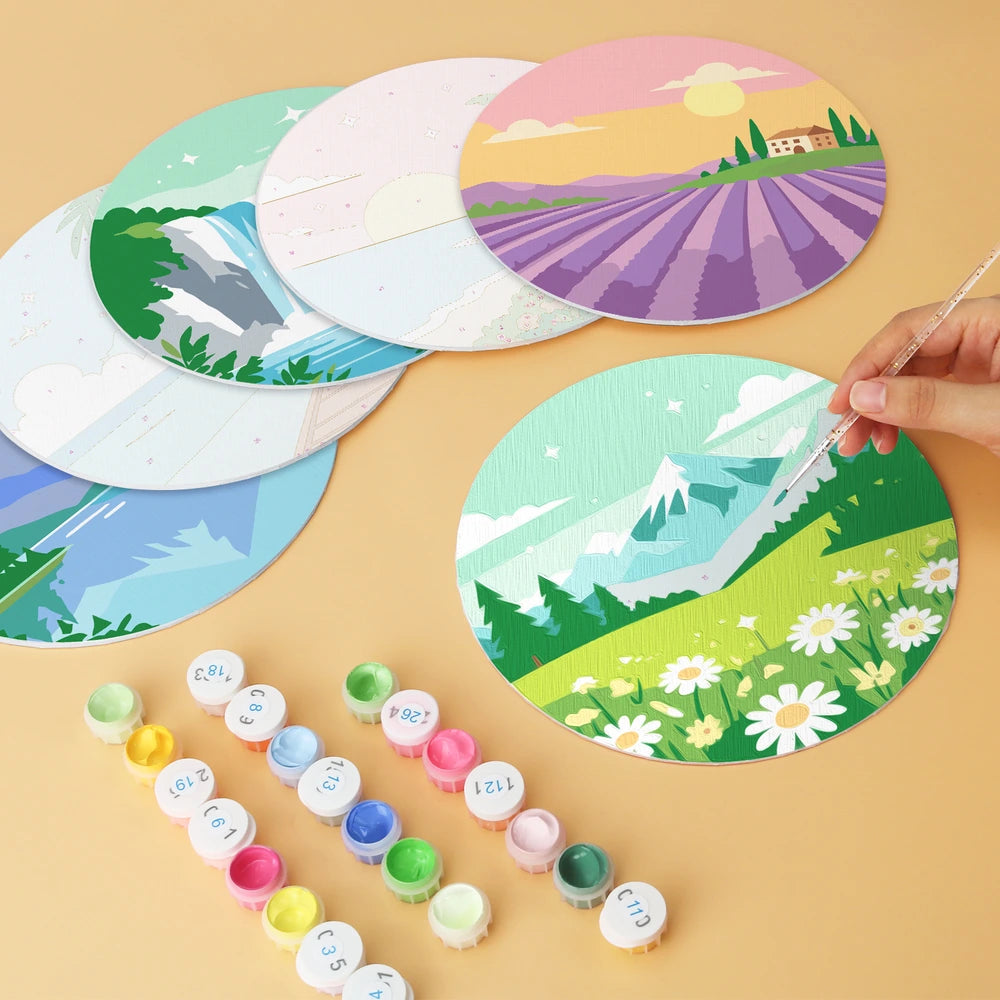 
Paint by Numbers – 6 Mini Paintings | Dream Destination Rounds (Round)