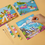 Paint by Numbers – 6 Mini Paintings | European Holiday Postcards (Square)