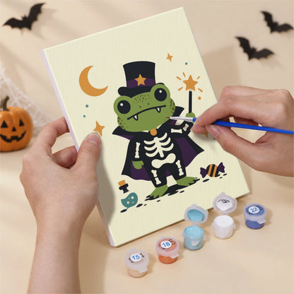 Paint by Numbers – 6 Mini Paintings | Frogs in Halloween Costumes Set