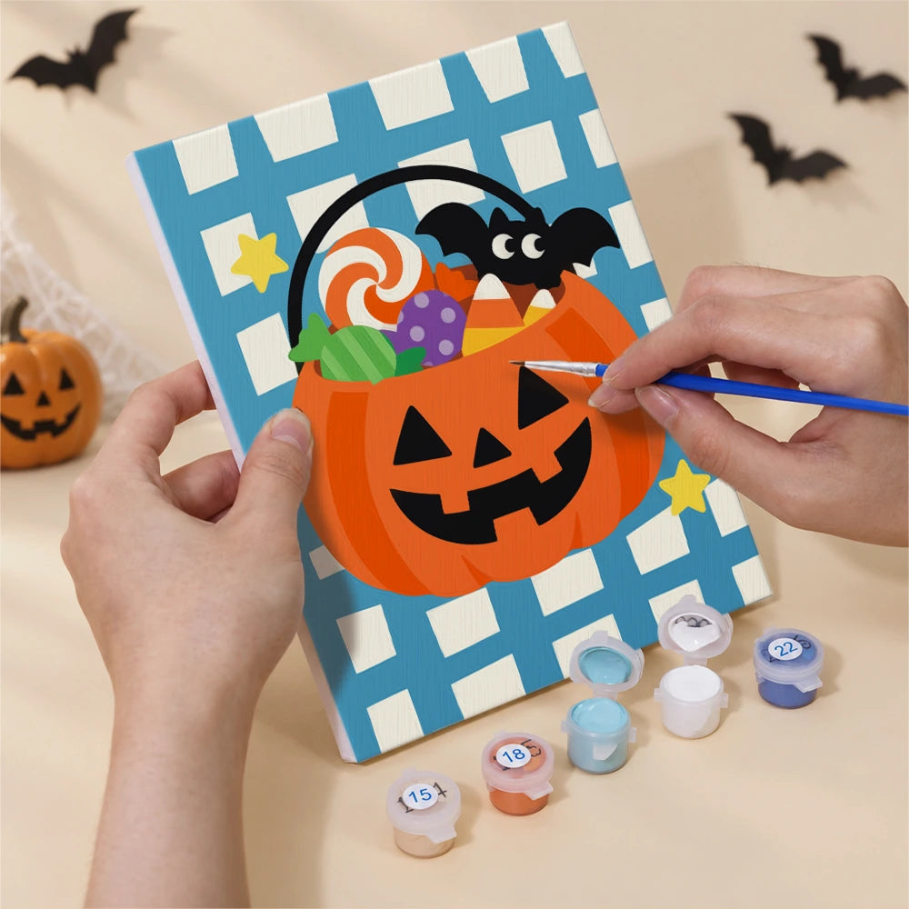 Paint by Numbers – 6 Mini Paintings | Gingham Halloween Characters Set
