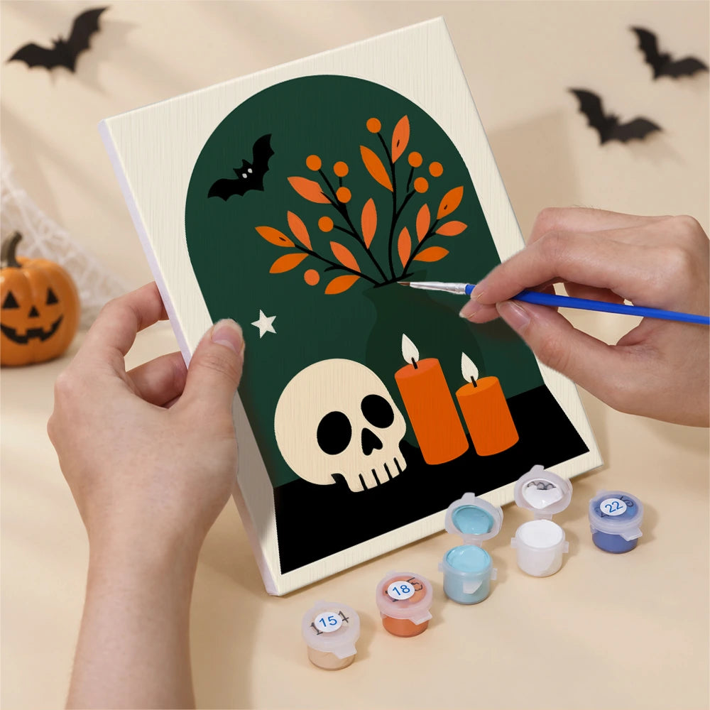 Paint by Numbers – 6 Mini Paintings | Green Arch Halloween Scenes Set