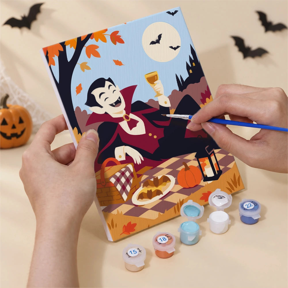 
Paint by Numbers – 6 Mini Paintings | Halloween Picnic in the Park Set