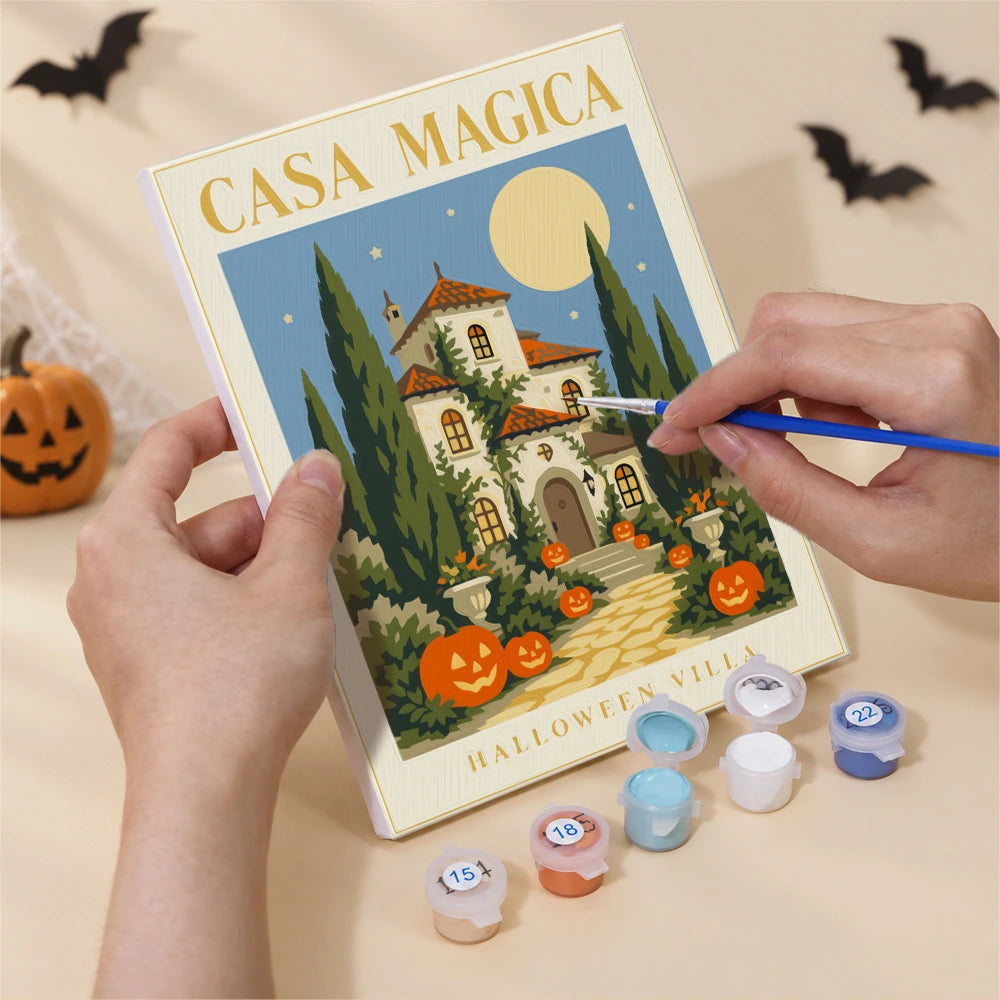 Paint by Numbers – 6 Mini Paintings | Italian Botanical Halloween Posters Set