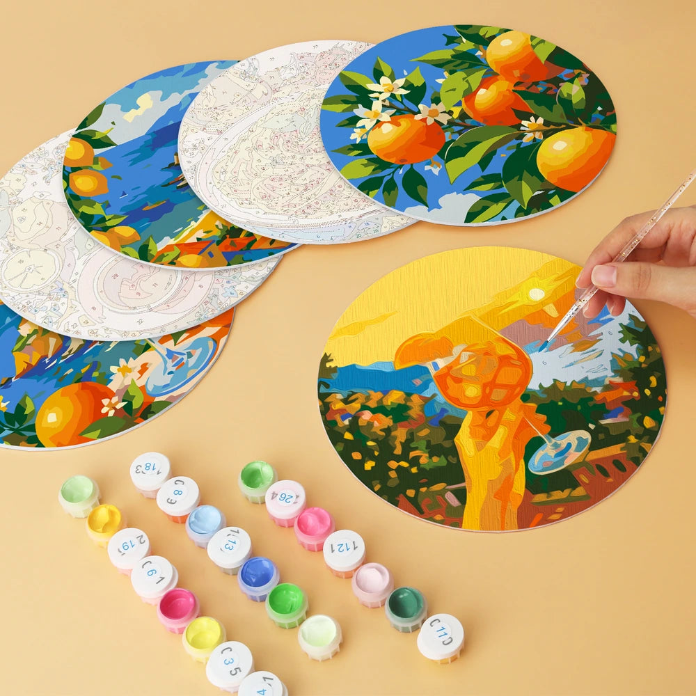 
Paint by Numbers – 6 Mini Paintings | Italian Citrus Summer (Round)