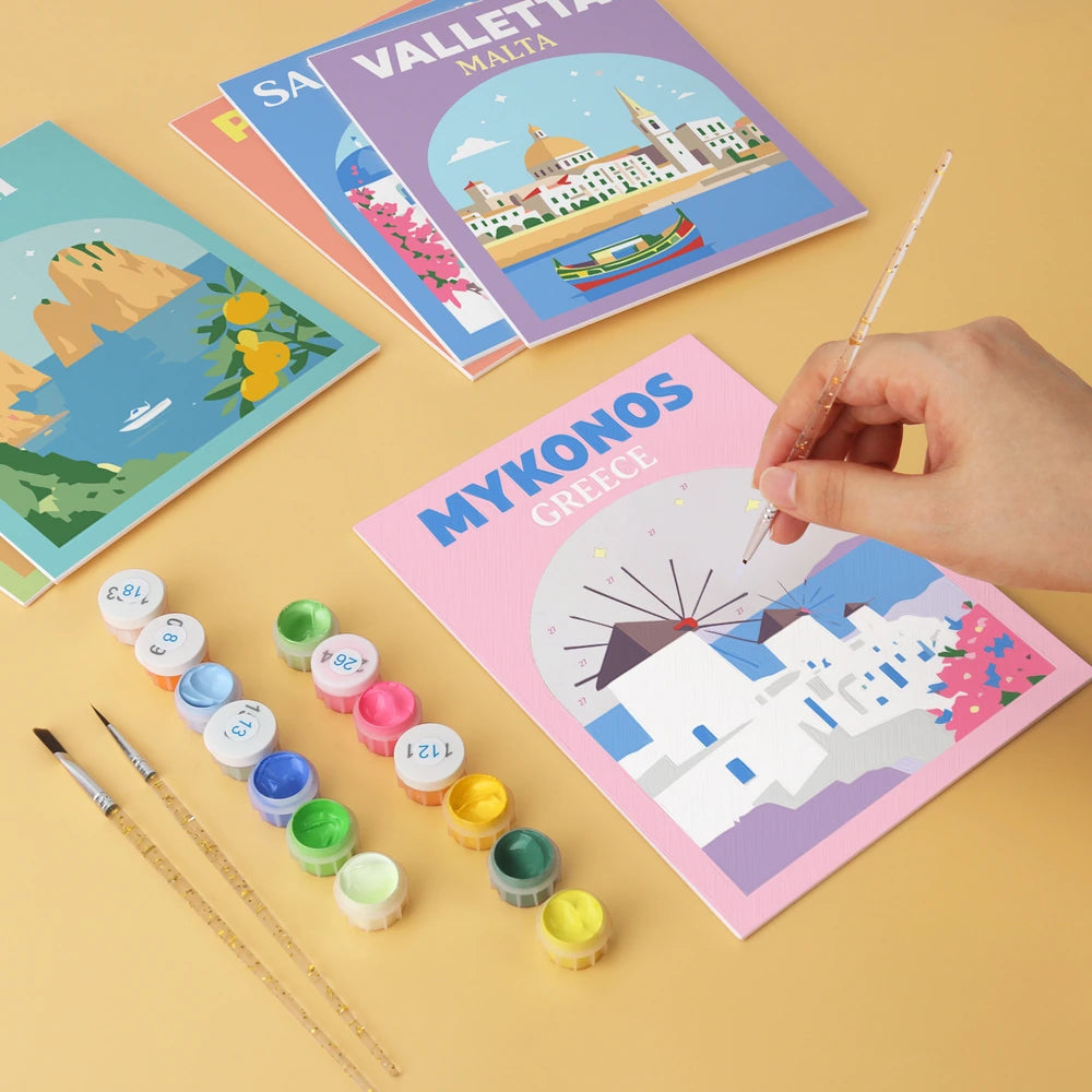 
Paint by Numbers – 6 Mini Paintings | Mediterranean Travel Posters