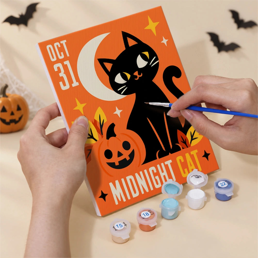 
Paint by Numbers – 6 Mini Paintings | Midnight Cat and Spooky Bloom Posters Set