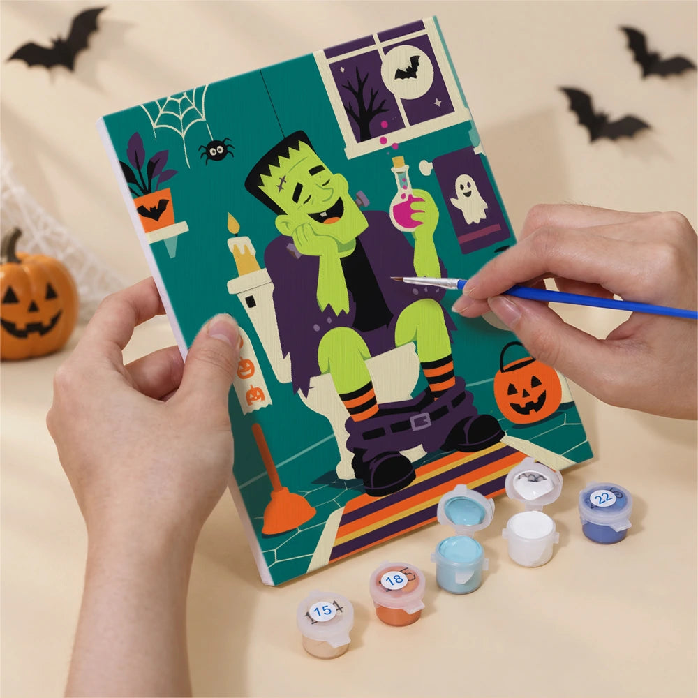 Paint by Numbers – 6 Mini Paintings | Monsters in the Bathroom Set