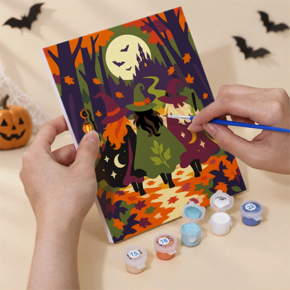 Paint by Numbers – 6 Mini Paintings | Moonlit Autumn Haunts Set