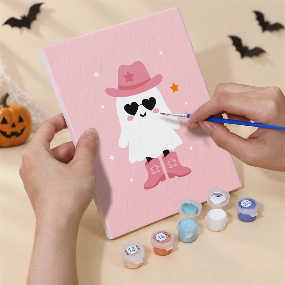 Paint by Numbers – 6 Mini Paintings | Pink Trick or Treat Ghosts Set