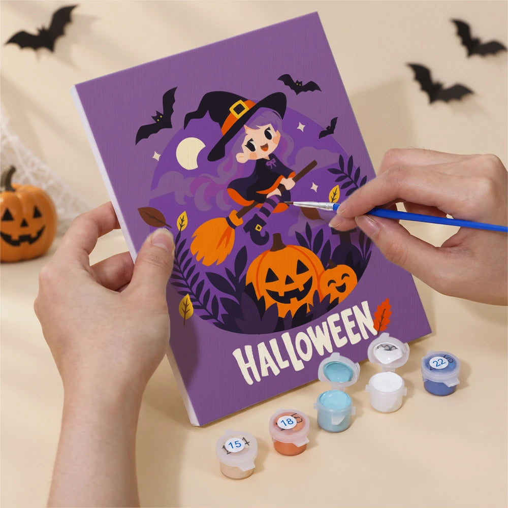 Paint by Numbers – 6 Mini Paintings | Purple Halloween Lettering Set