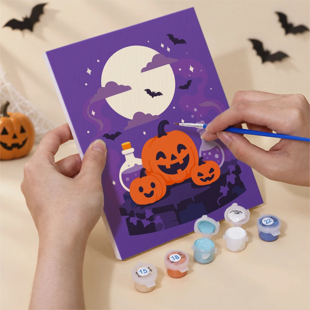 Paint by Numbers – 6 Mini Paintings | Purple Haunted Night Set