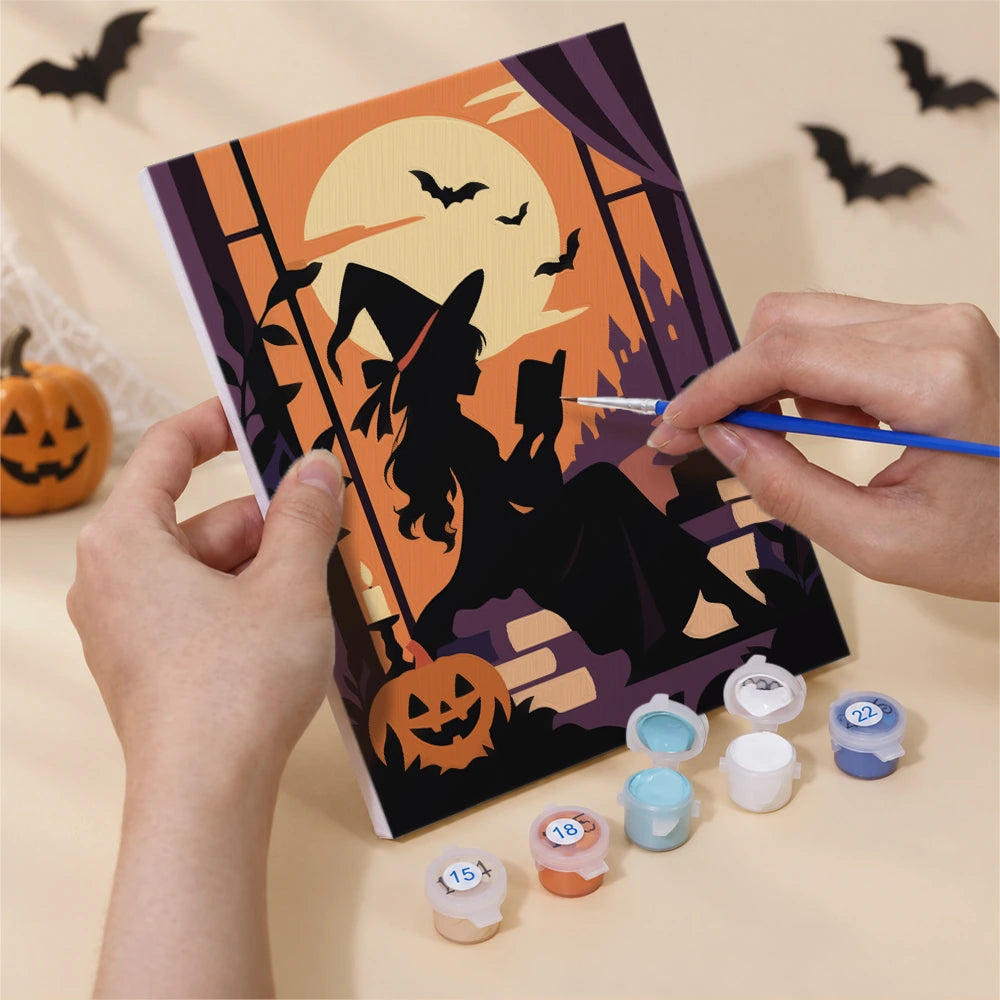 Paint by Numbers – 6 Mini Paintings | Silhouettes Under the Full Moon Set