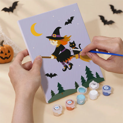Paint by Numbers – 6 Mini Paintings | Striped Halloween Decorations Set