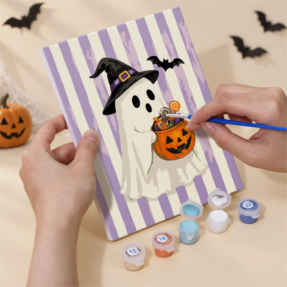 Paint by Numbers – 6 Mini Paintings | Striped Witchy Halloween Set