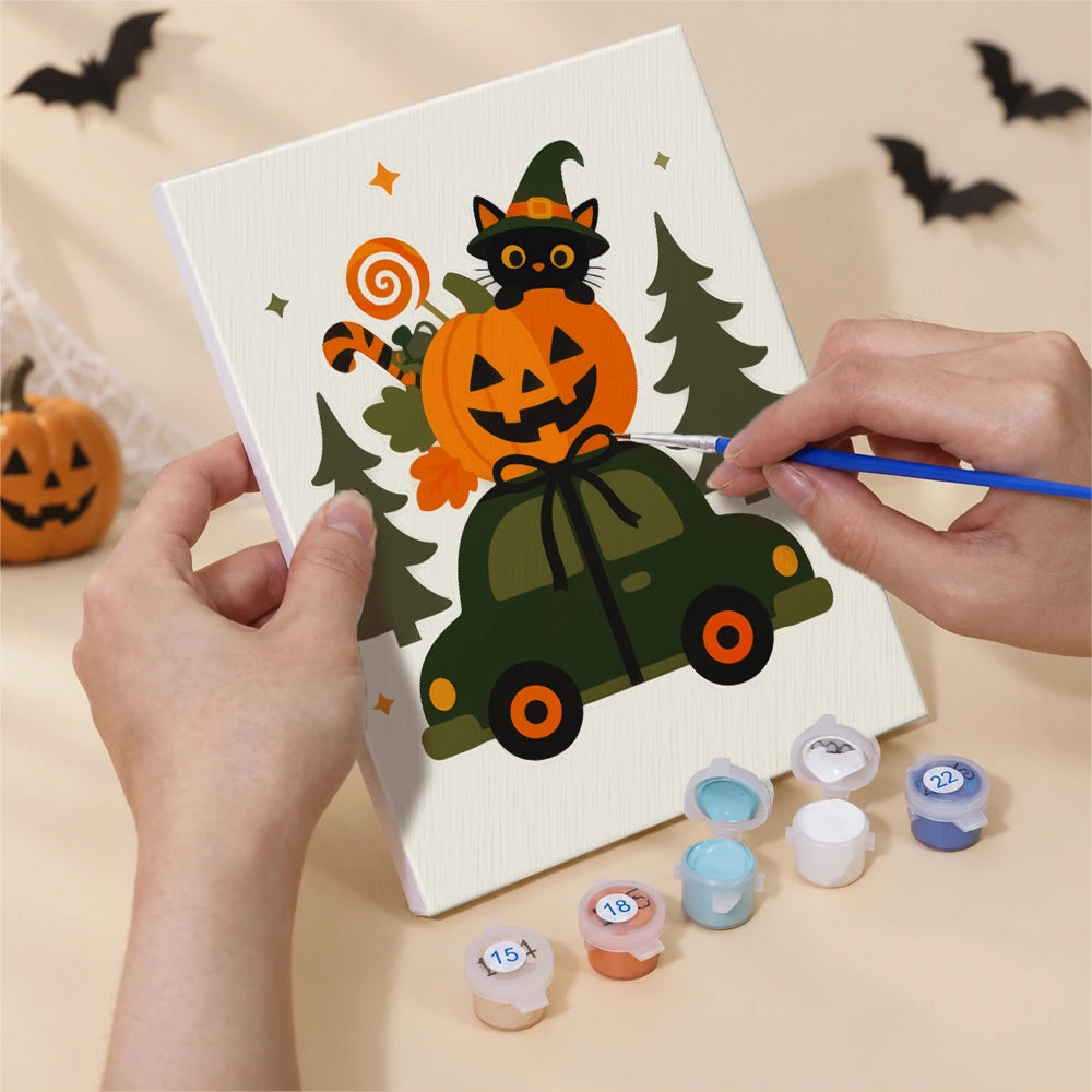 Paint by Numbers – 6 Mini Paintings | Vintage Halloween Village Set