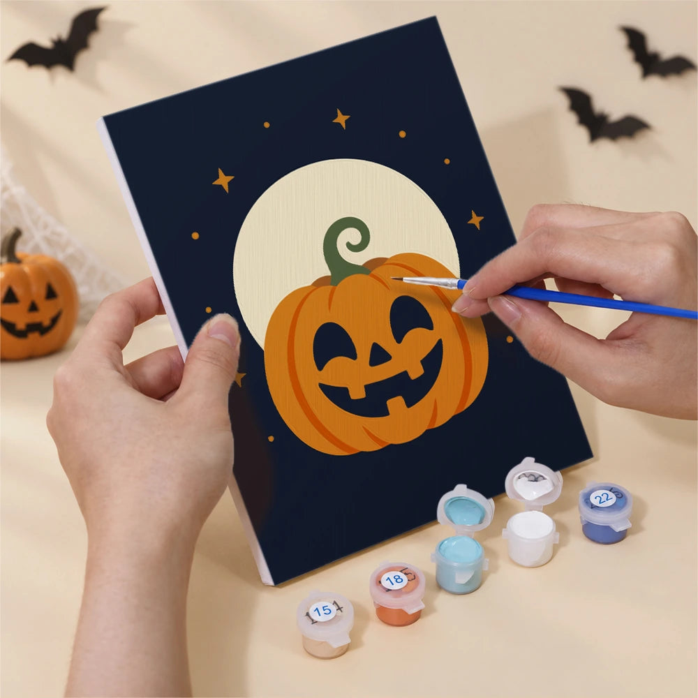 Paint by Numbers – 6 Mini Paintings | Witch Hat Skull and Broomstick Set