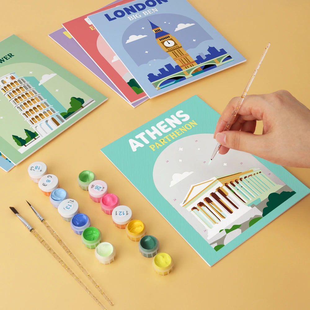 Paint by Numbers – 6 Mini Paintings | World Landmark Travel Posters