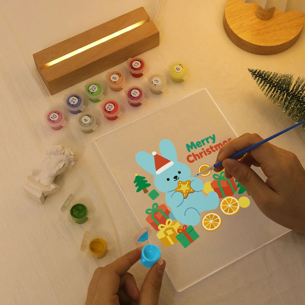 Paint by Numbers - Christmas Light | Blue Bunny with a Golden Star