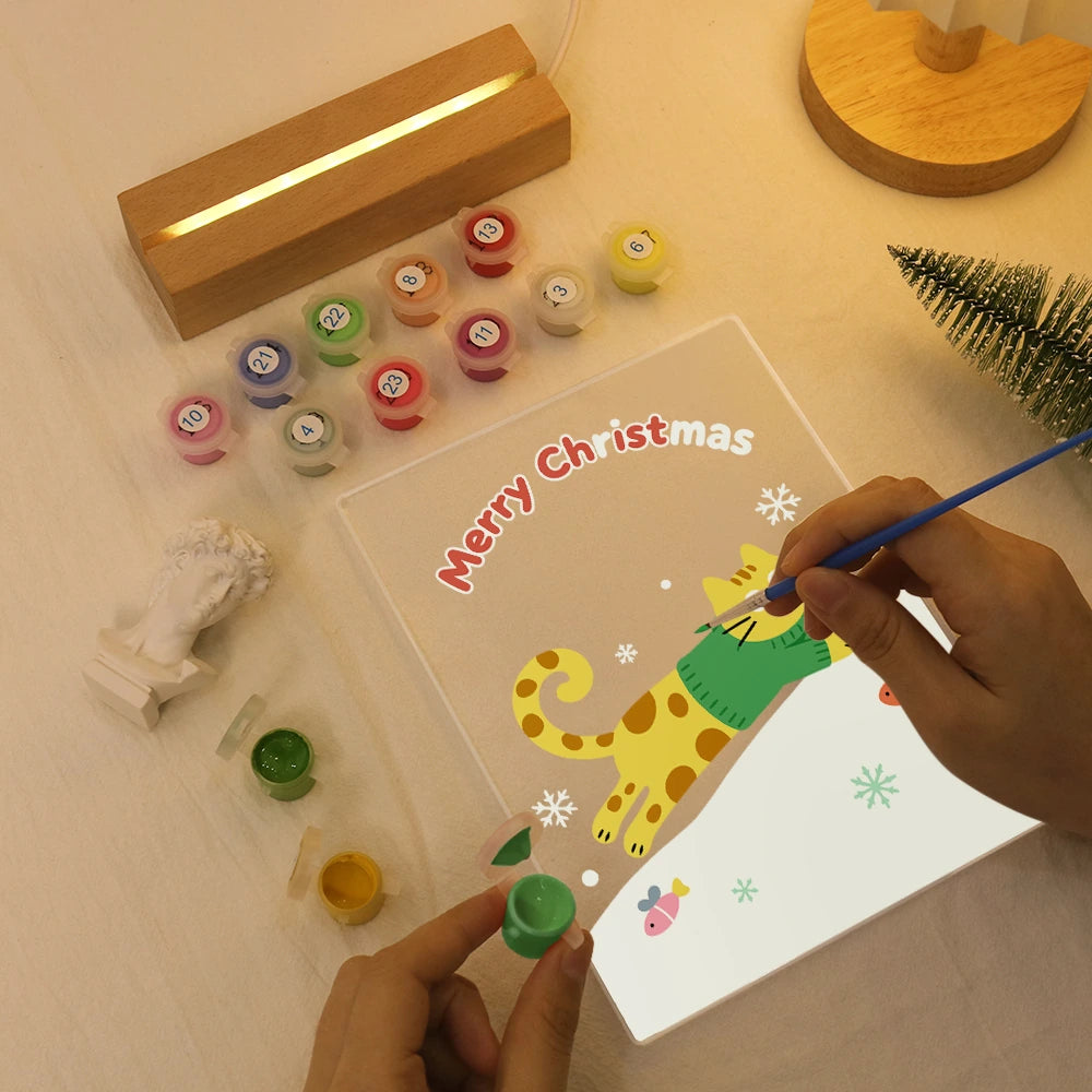 Paint by Numbers - Christmas Light | Cat Sledding down the Hill