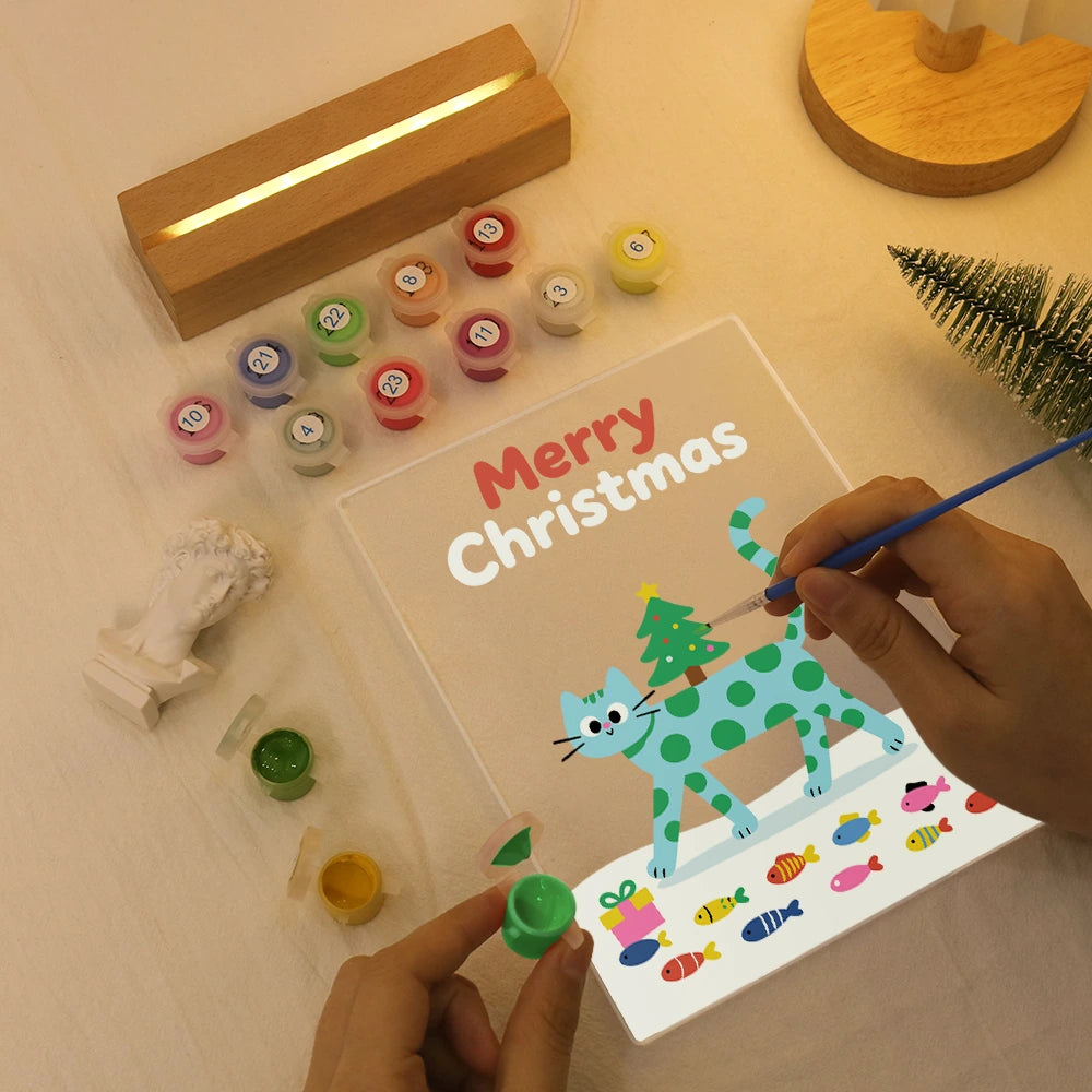 Paint by Numbers - Christmas Light | Cat and Tree on Fish Parade