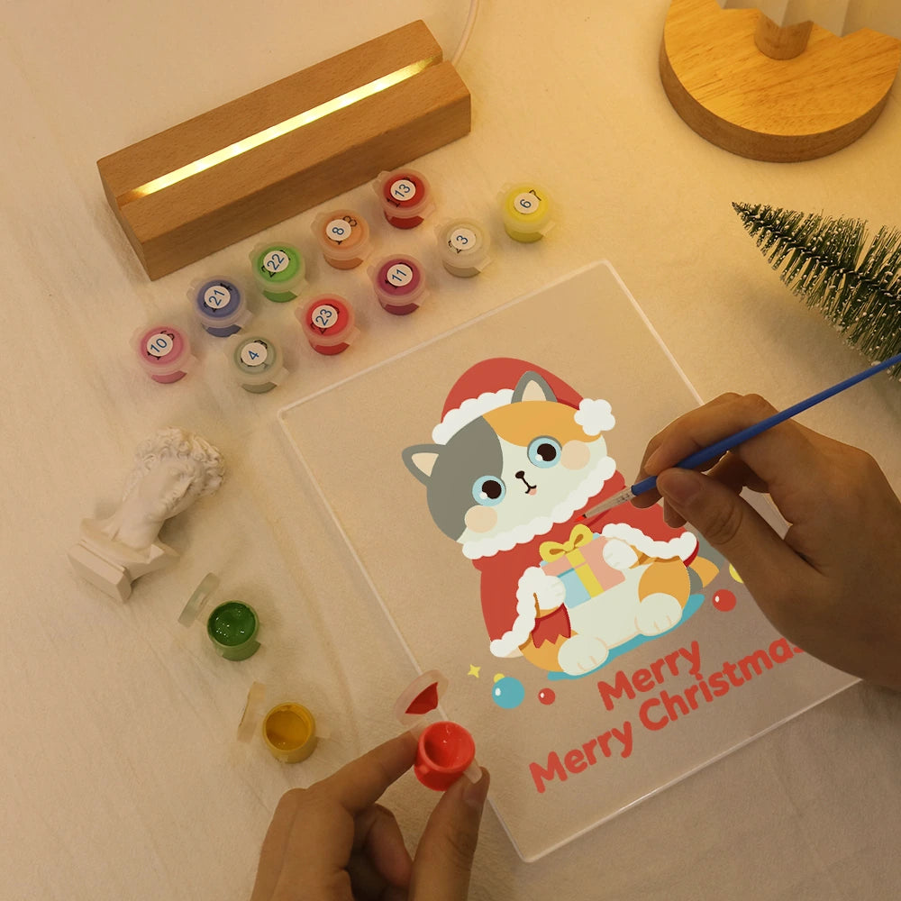 Paint by Numbers - Christmas Light | Cat in a Santa Cape