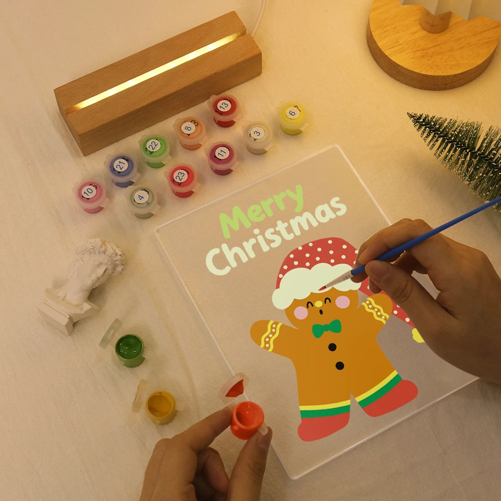 Paint by Numbers - Christmas Light | Gingerbread Man in a Santa Hat