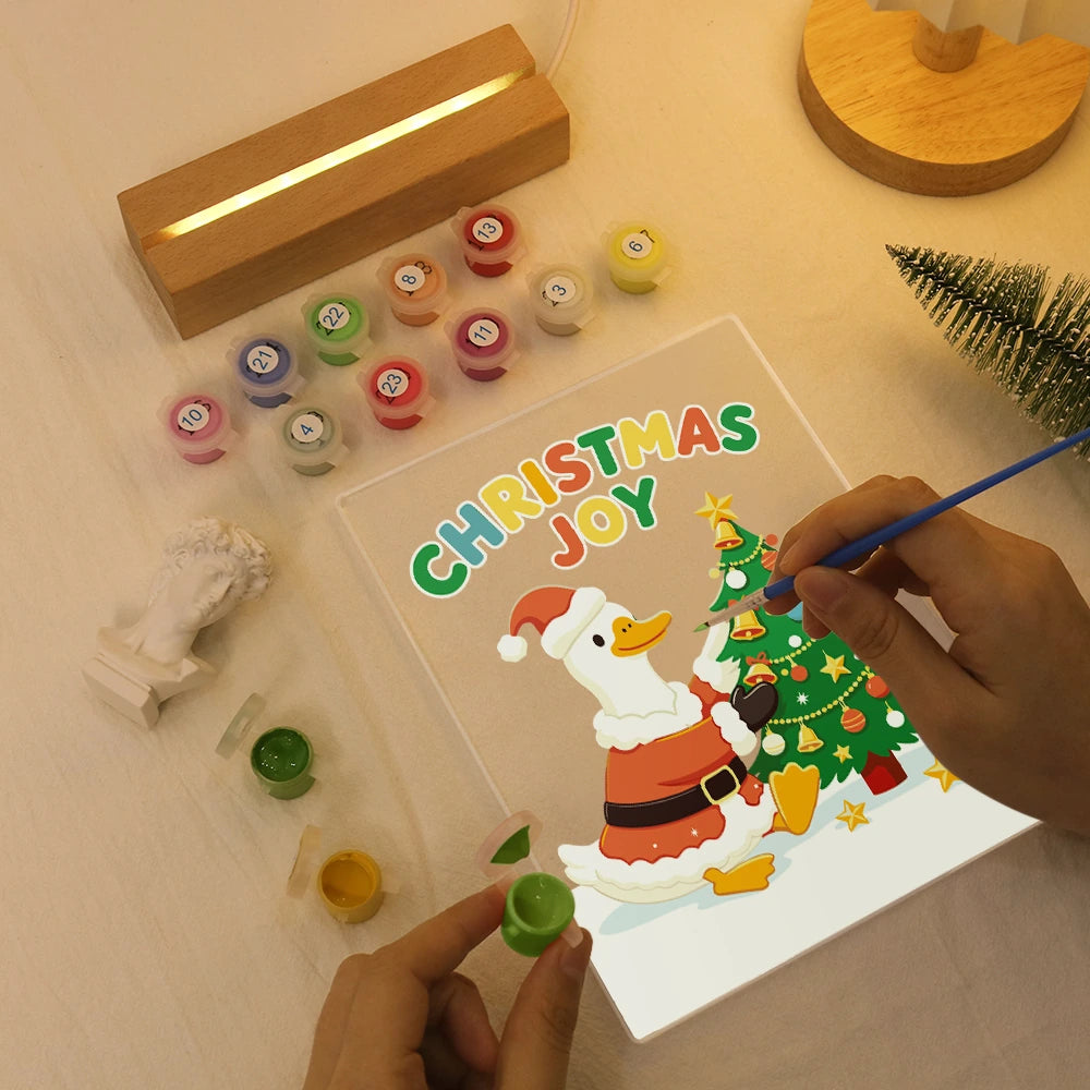 
Paint by Numbers - Christmas Light | Santa Duck Decorating the Tree