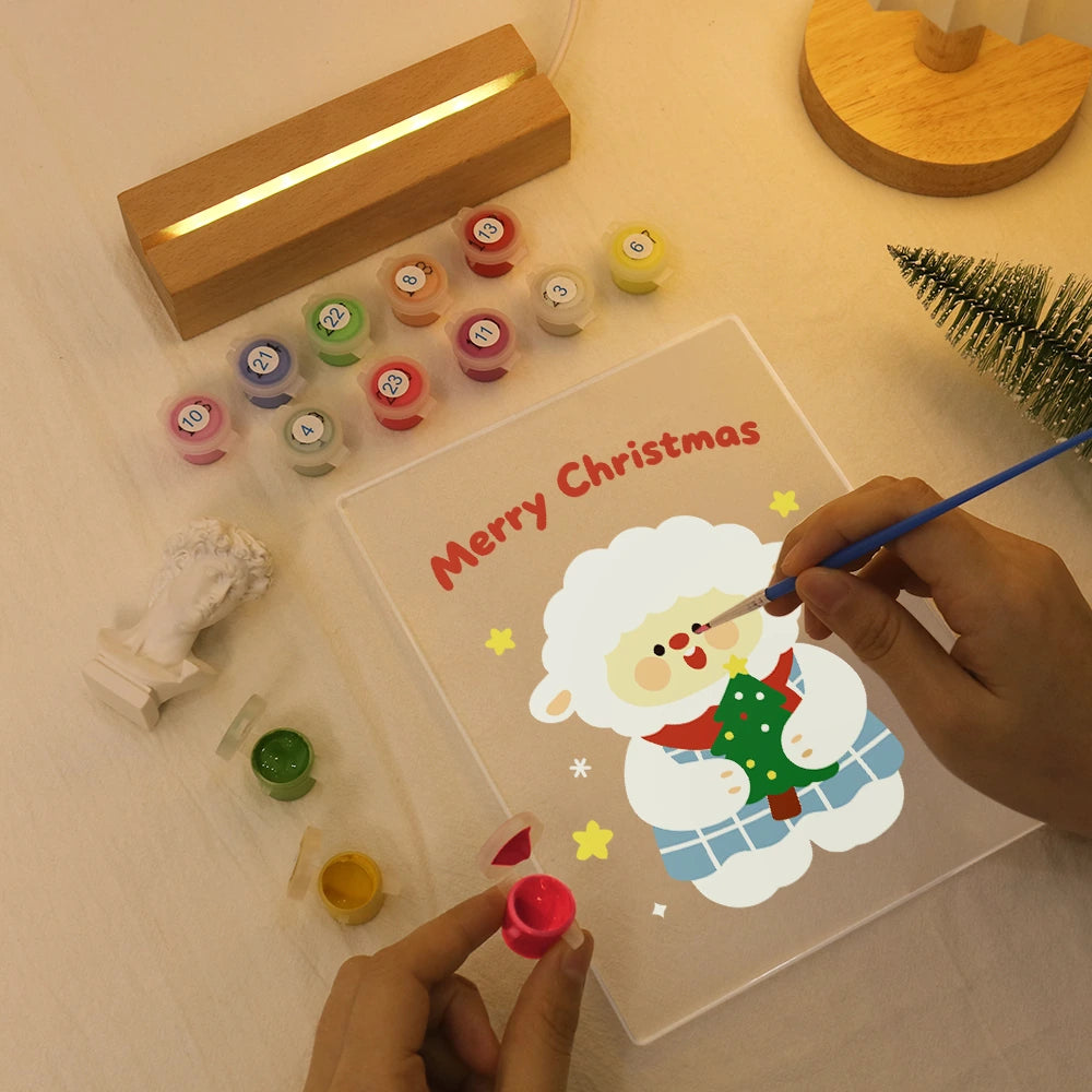 Paint by Numbers - Christmas Light | Sheep Holding a Christmas Tree