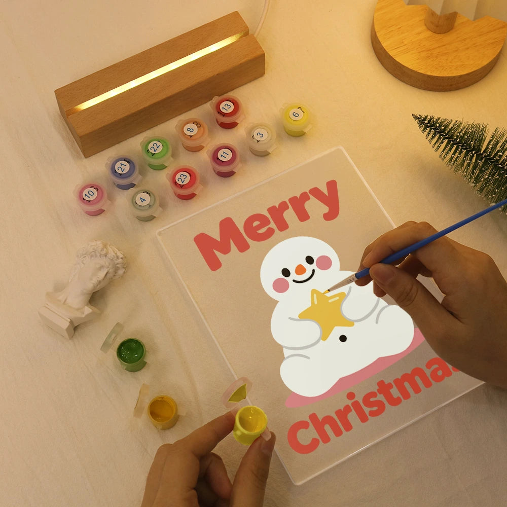 Paint by Numbers - Christmas Light | Snowman Holding a Star