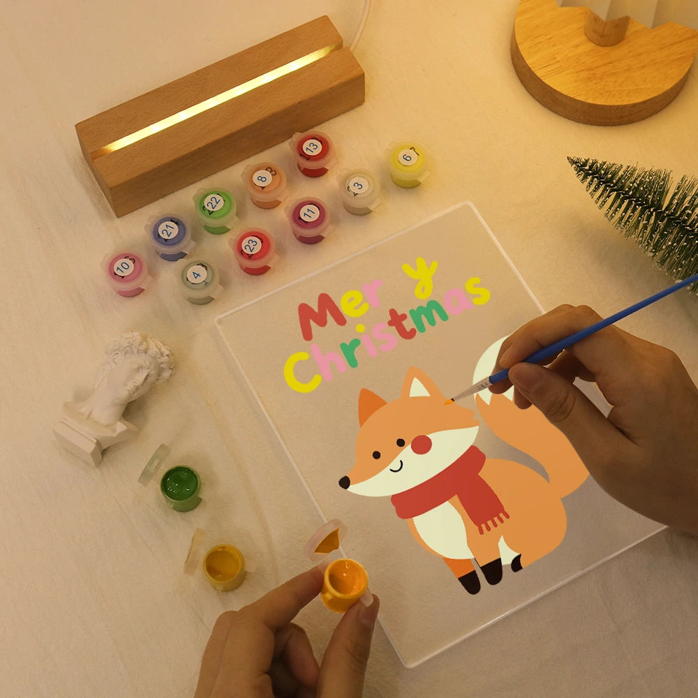 
Paint by Numbers - Christmas Light | Winter Fox with a Red Scarf