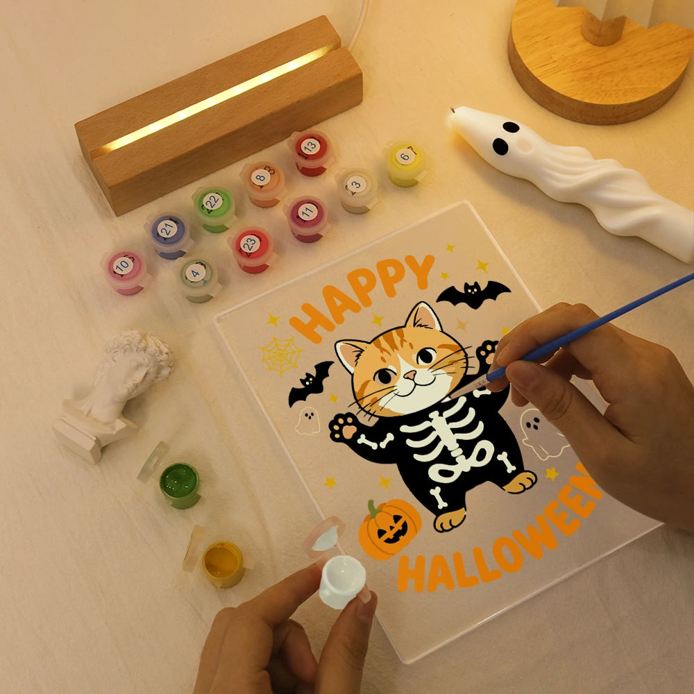 
Paint by Numbers - Halloween Light | Cat in a Skeleton Suit