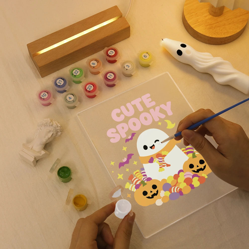 
Paint by Numbers - Halloween Light | Cute Spooky Ghost with Candy