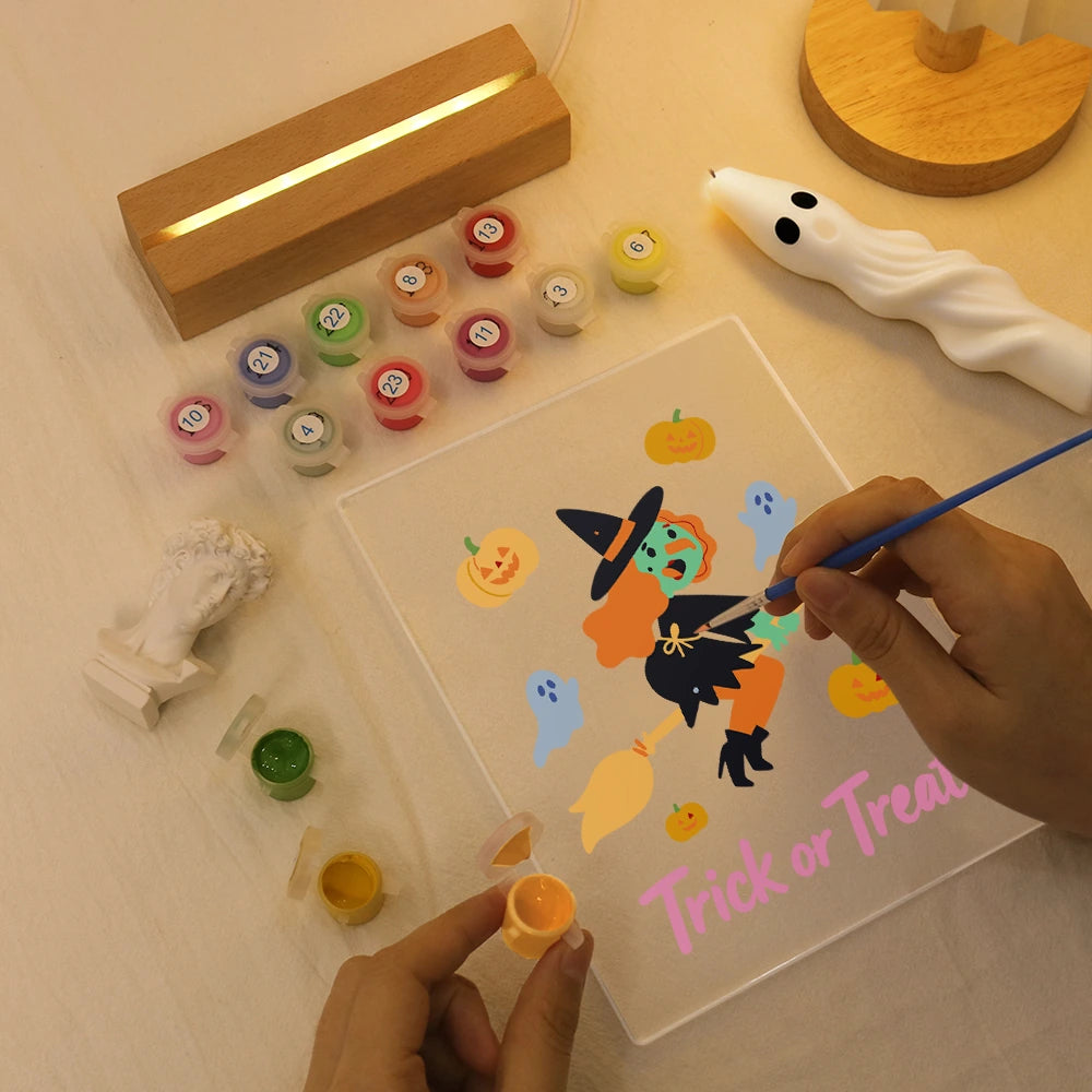 
Paint by Numbers - Halloween Light | Flying Witch Trick or Treat