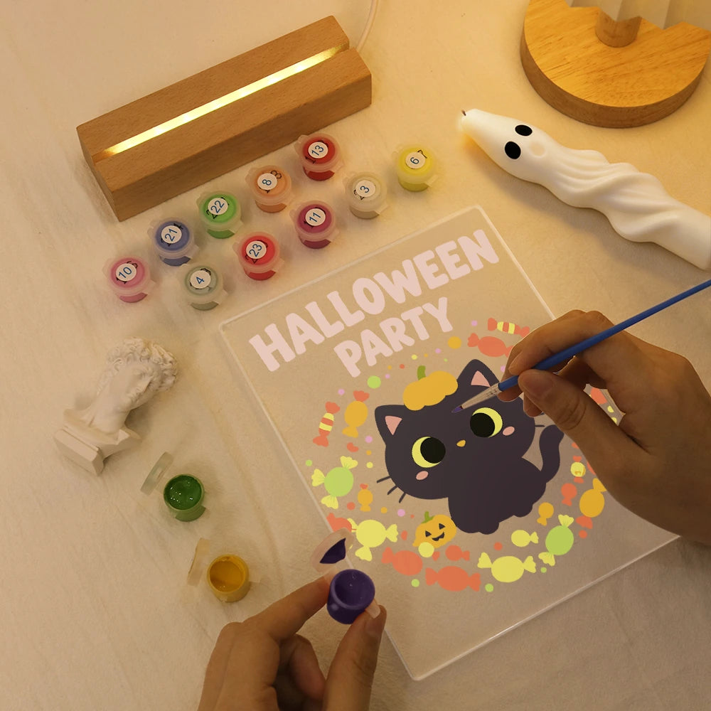 
Paint by Numbers - Halloween Light | Halloween Party Kitten