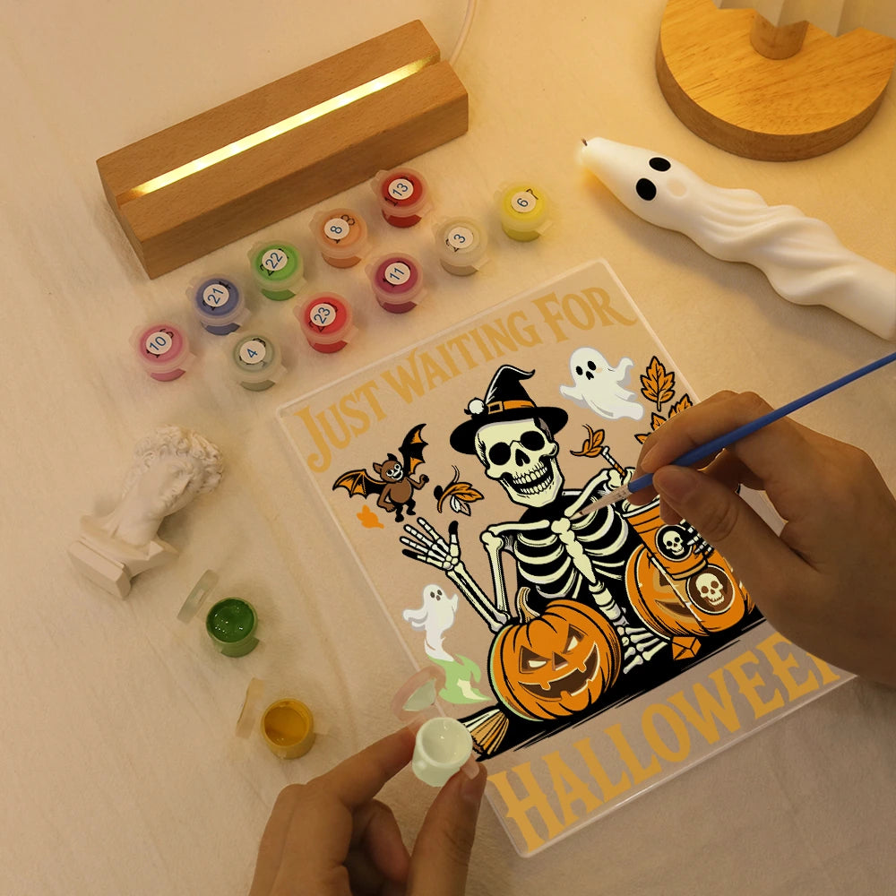 
Paint by Numbers - Halloween Light | Skeleton Waiting for Halloween