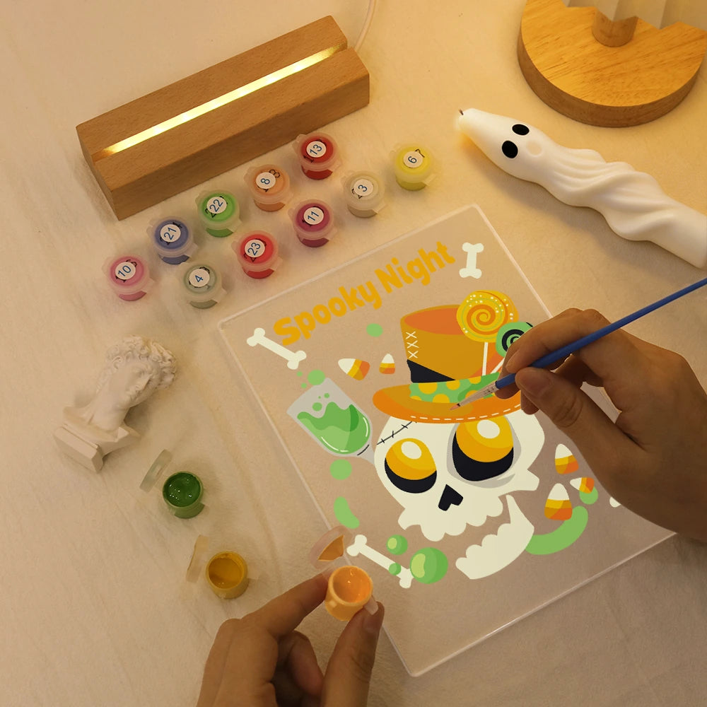 
Paint by Numbers - Halloween Light | Spooky Night Party Skull