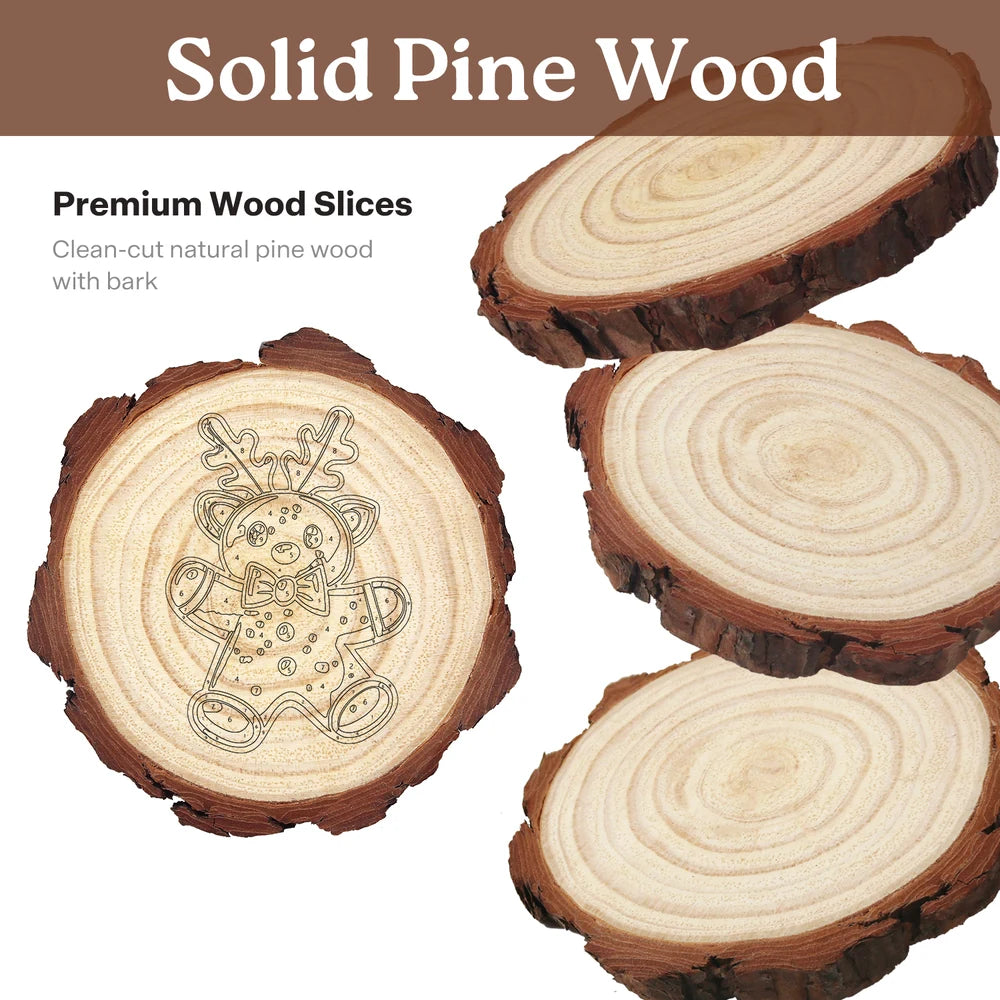 Paint by Numbers - Wood Slice | Gingerbread Reindeer
