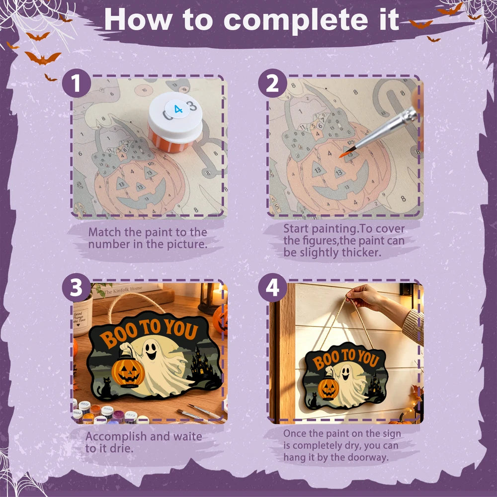 
Paint by Numbers - Wooden Door Hanger | Boo to You