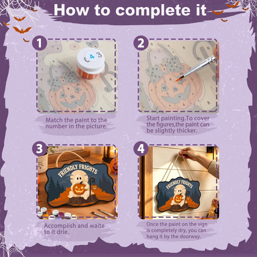 Paint by Numbers - Wooden Door Hanger | Friendly Frights