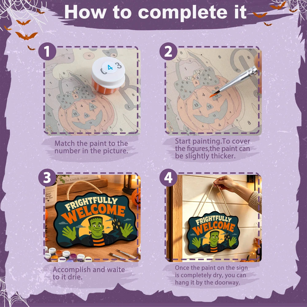 Paint by Numbers - Wooden Door Hanger | Frightfully Welcome